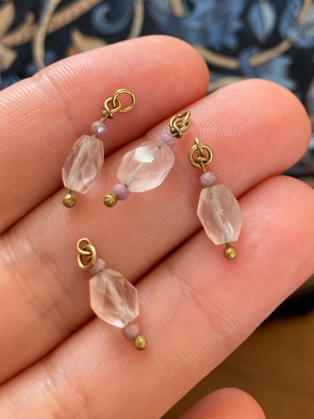 Antique Victorian Rose Quartz Charms